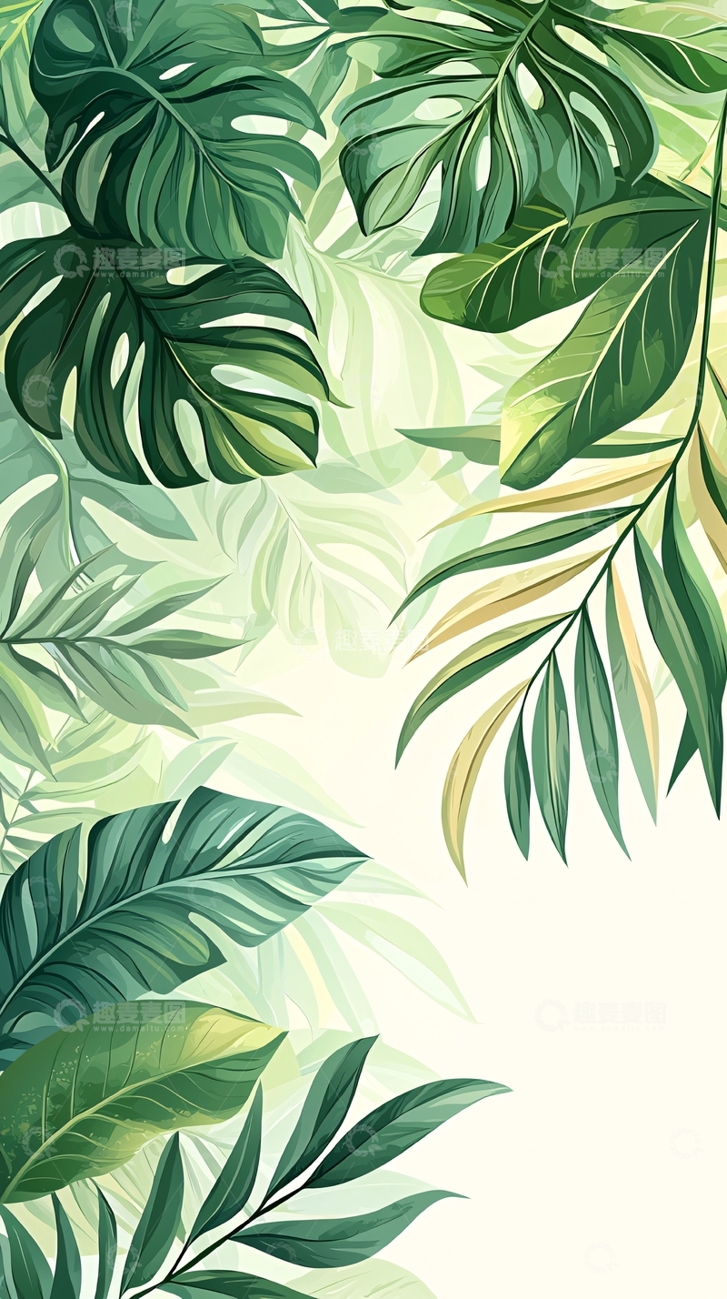 高清大图下载【趣麦麦图】热带植物叶子背景图