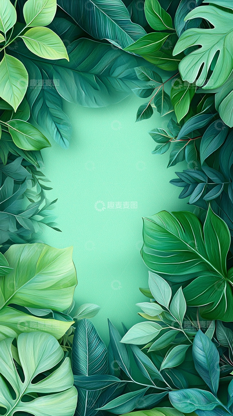 高清大图下载【趣麦麦图】热带植物叶子背景图