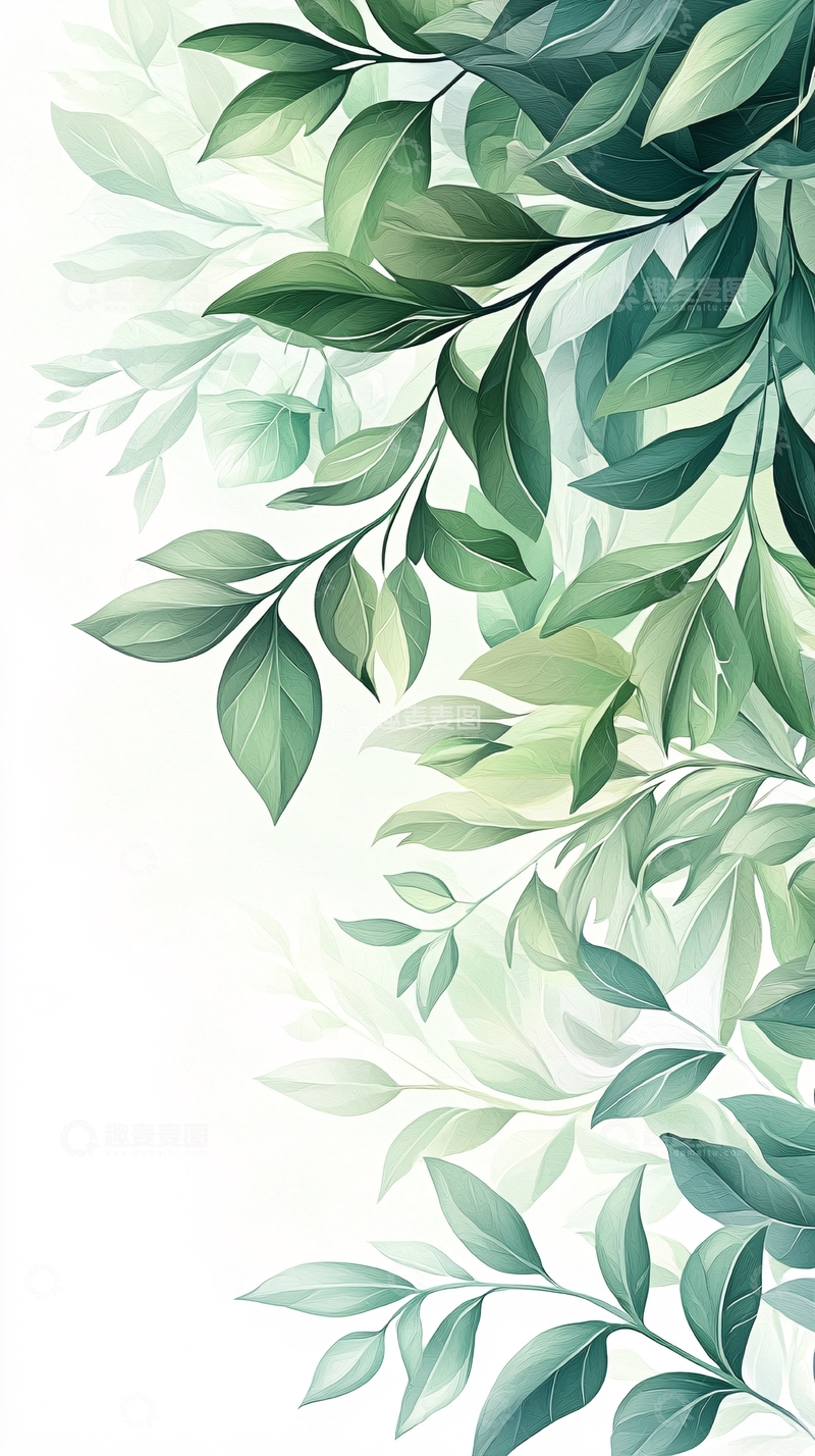 高清大图下载【趣麦麦图】清新绿叶自然背景素材