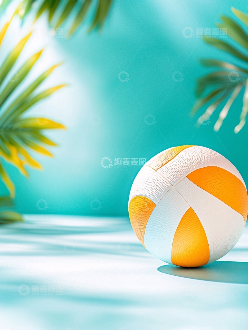 高清大图下载【趣麦麦图】夏日海滩排球背景图