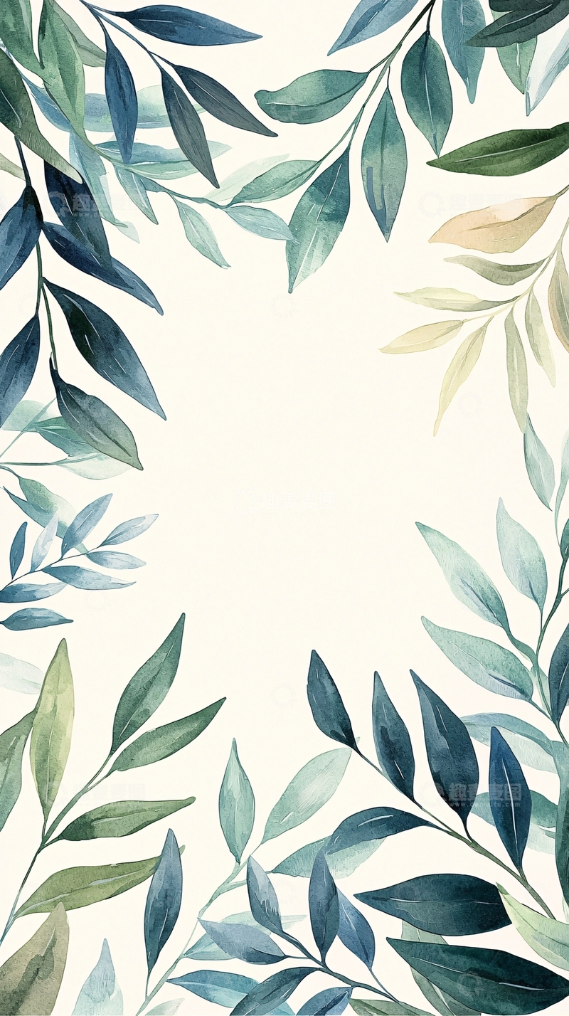 高清大图下载【趣麦麦图】清新植物水彩背景图