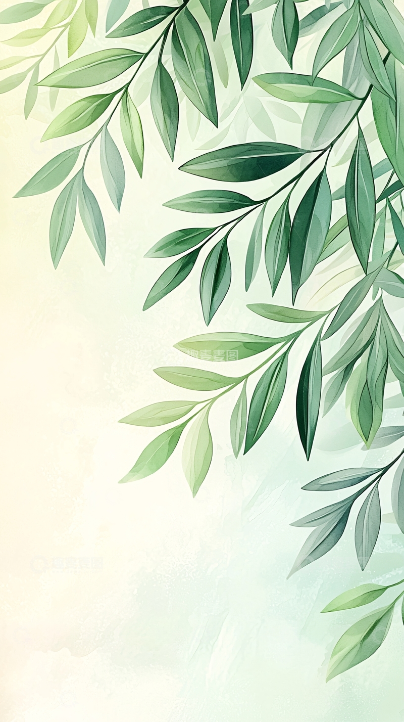 高清大图下载【趣麦麦图】清新绿叶背景素材