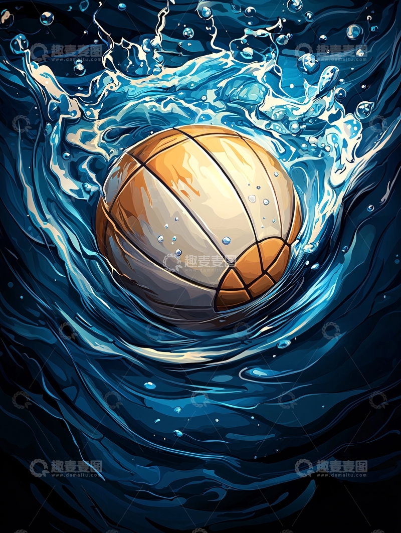 高清大图下载【趣麦麦图】篮球在水中旋转