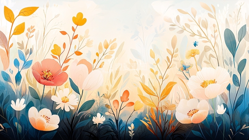 高清大图下载【趣麦麦图】秋日花海蝴蝶飞舞