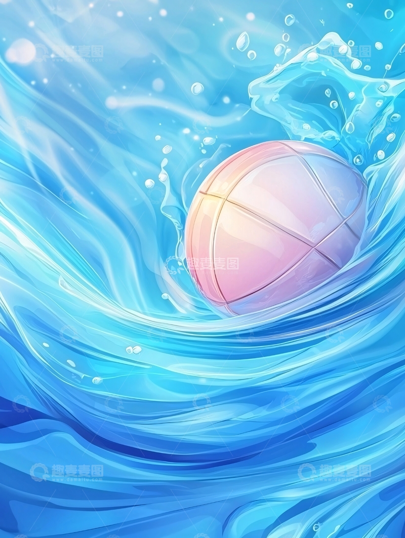 高清大图下载【趣麦麦图】水中的粉色篮球