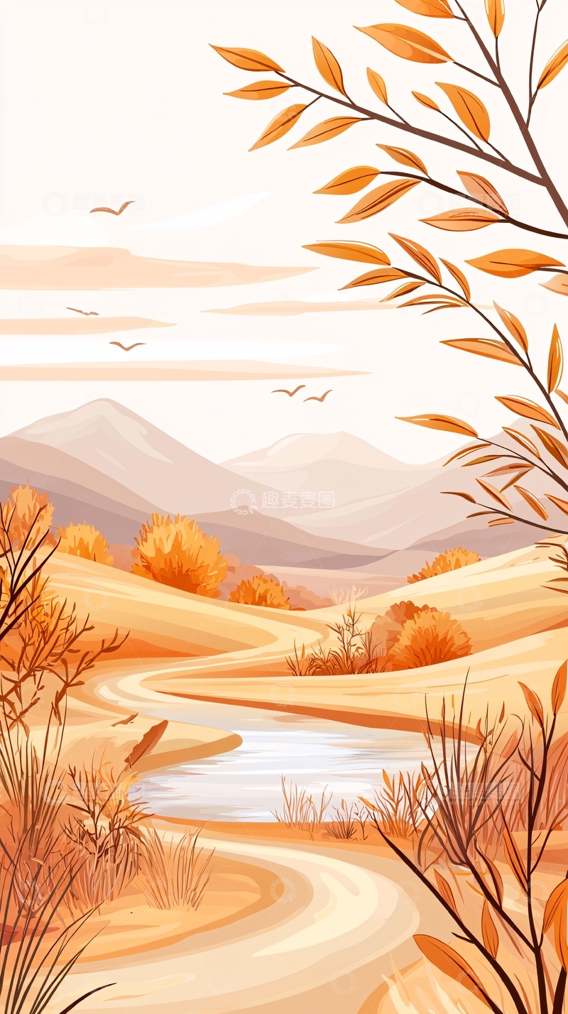高清大图下载【趣麦麦图】秋日山间小溪风景图