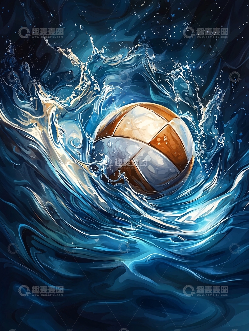 高清大图下载【趣麦麦图】水中的排球动态效果