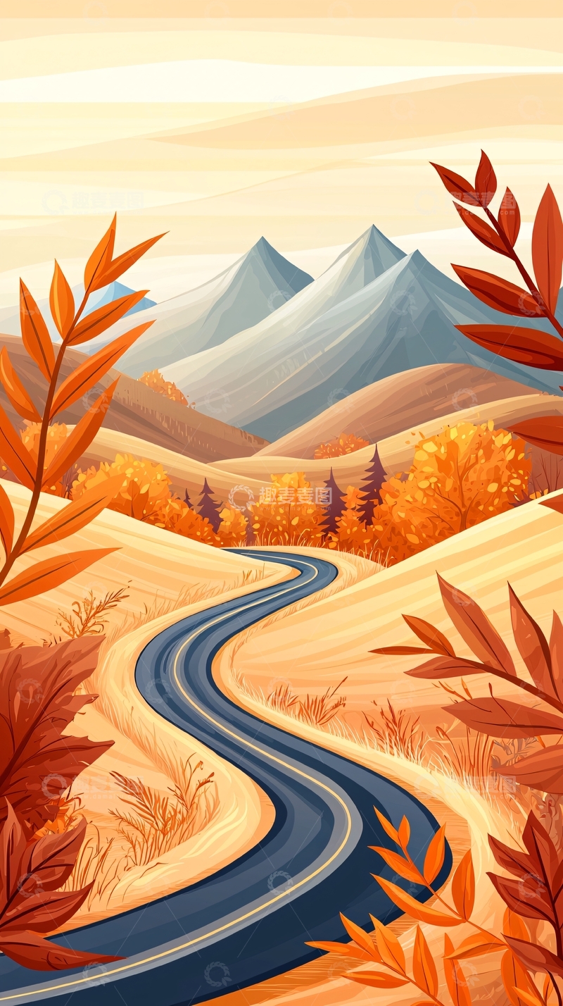 高清大图下载【趣麦麦图】秋日山间蜿蜒小路