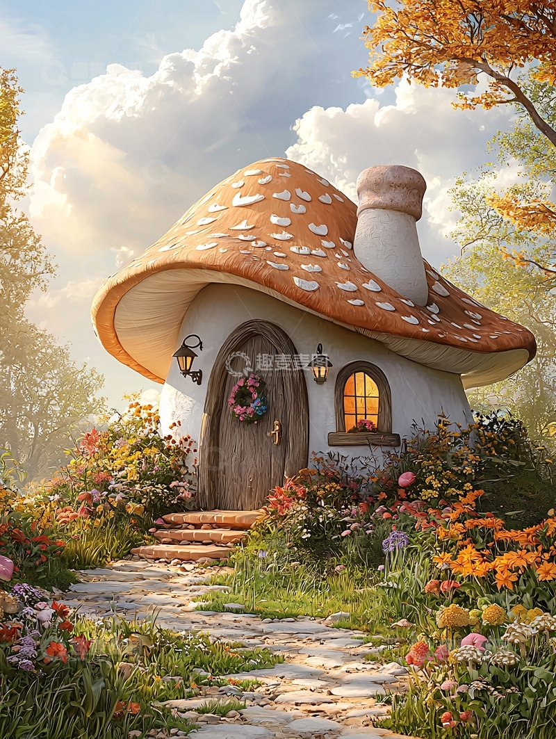 高清大图下载【趣麦麦图】蘑菇屋童话花园