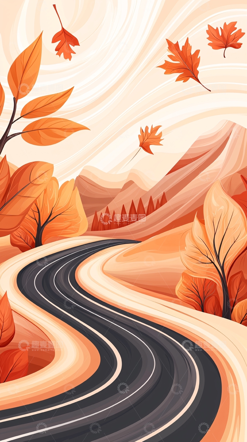 高清大图下载【趣麦麦图】秋日山间蜿蜒小路