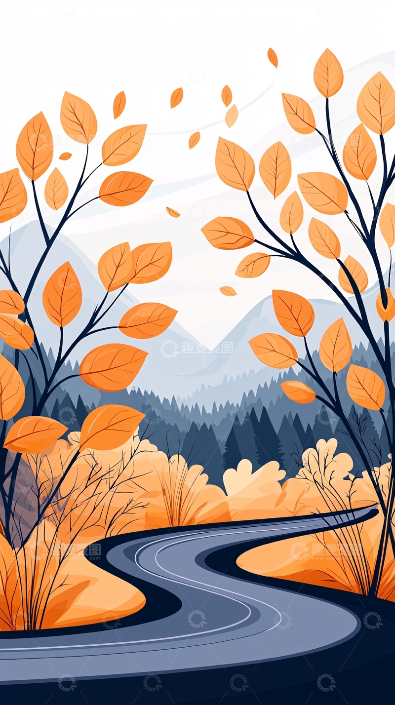 高清大图下载【趣麦麦图】秋日森林蜿蜒小路