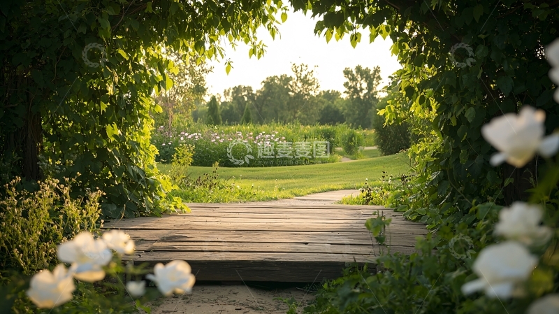 高清大图下载【趣麦麦图】木桥通向自然美景