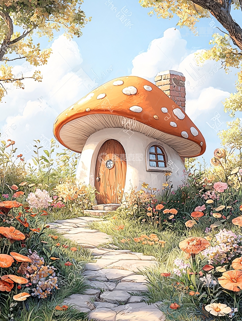 高清大图下载【趣麦麦图】蘑菇屋童话花园