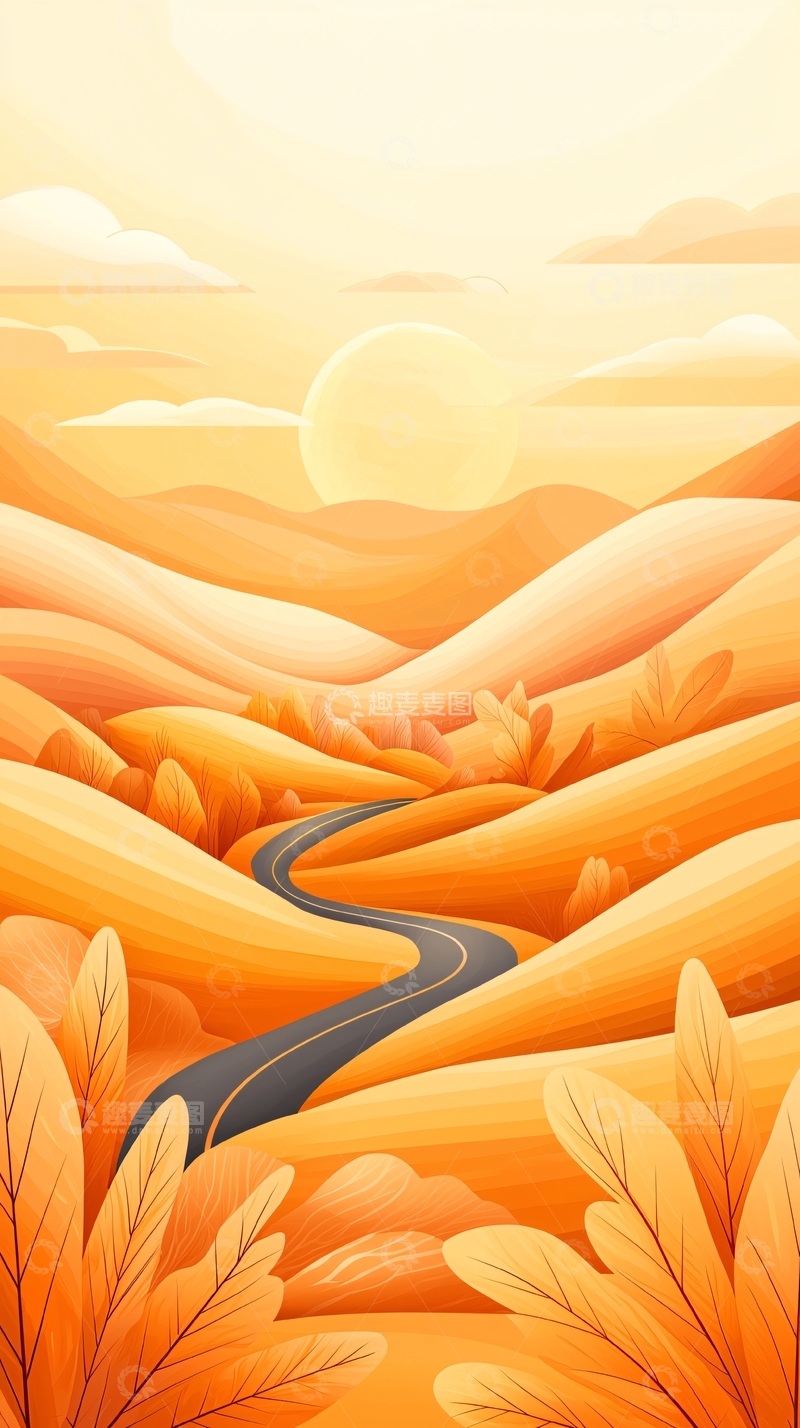 高清大图下载【趣麦麦图】秋日山间蜿蜒小路