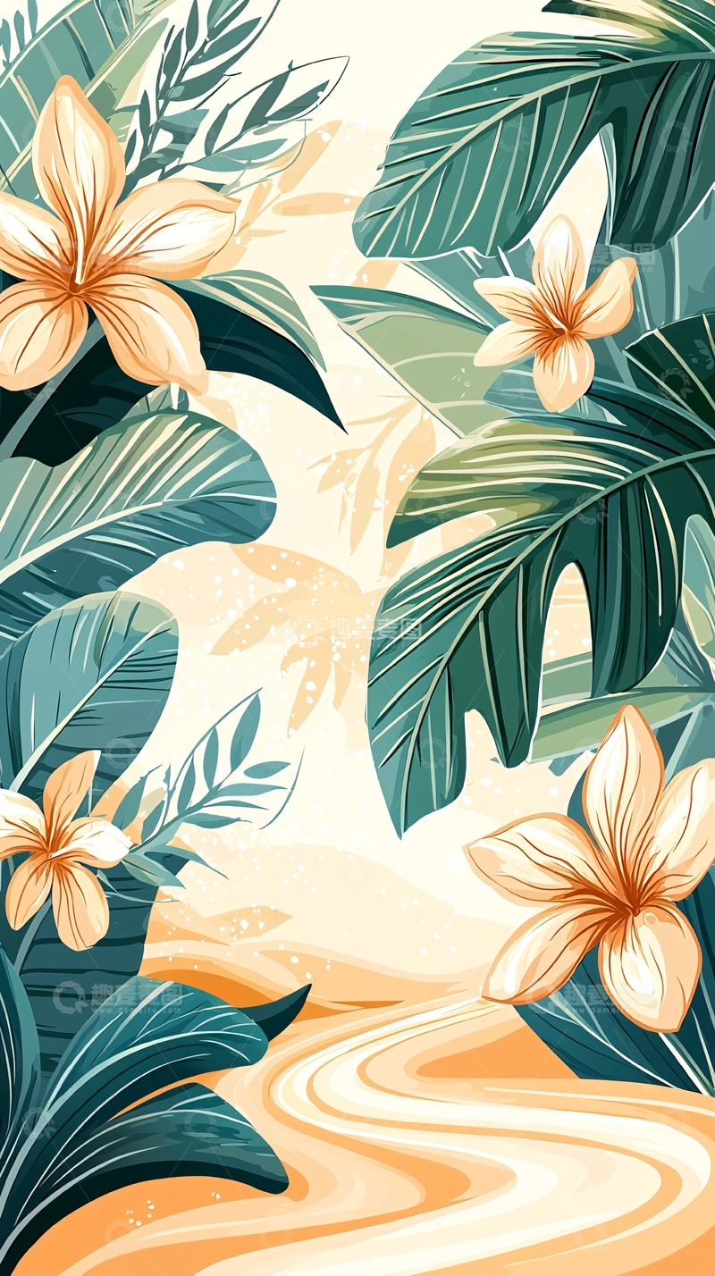 高清大图下载【趣麦麦图】热带风情花卉背景图