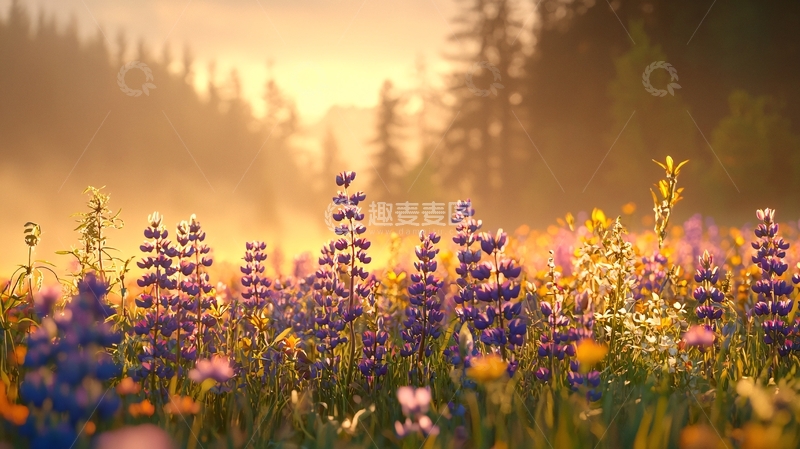 高清大图下载【趣麦麦图】晨光中的野花盛开