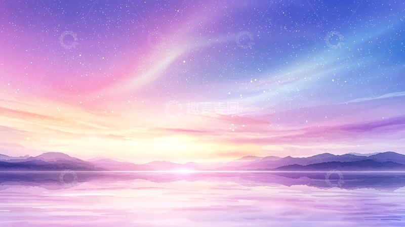 高清大图下载【趣麦麦图】梦幻湖畔星空美景