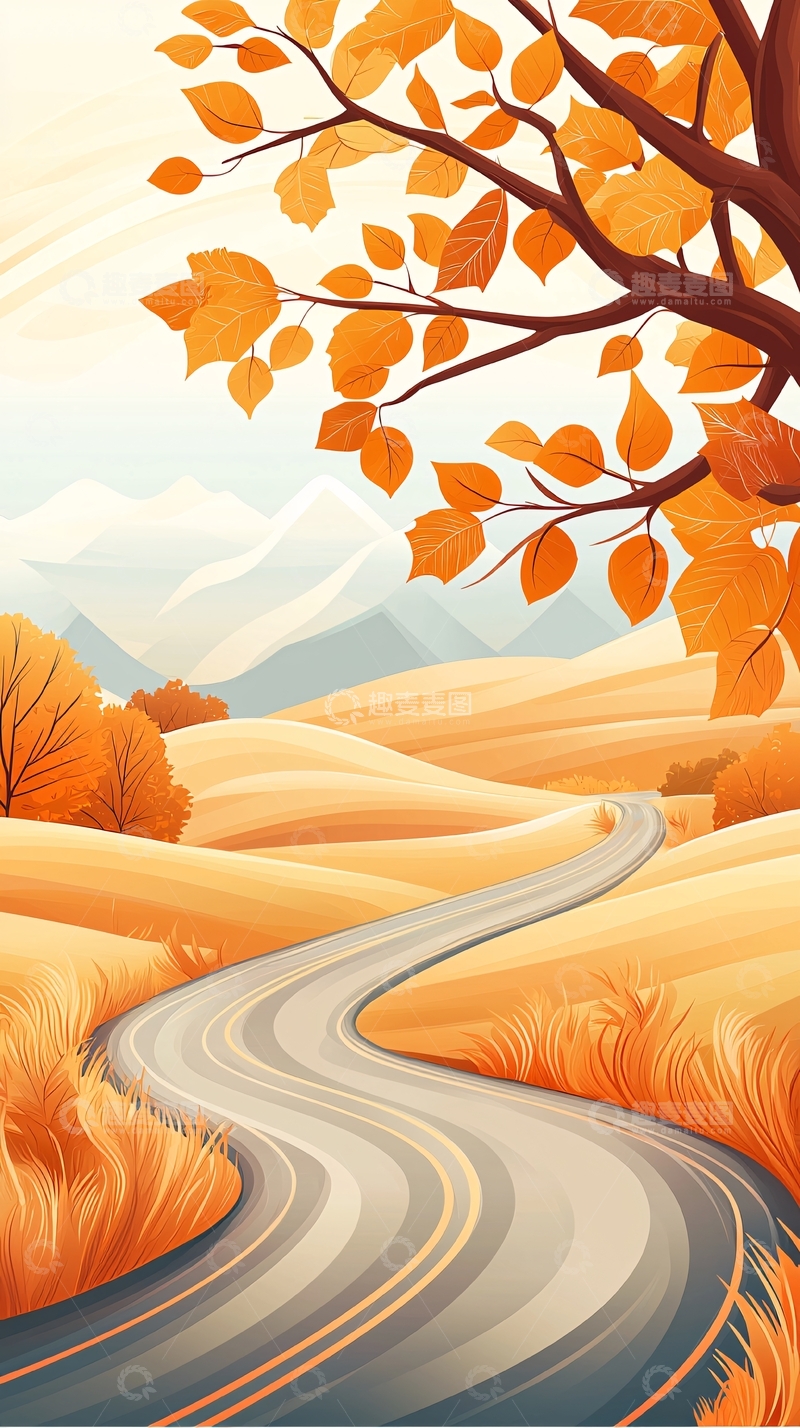 高清大图下载【趣麦麦图】秋日山间蜿蜒小路