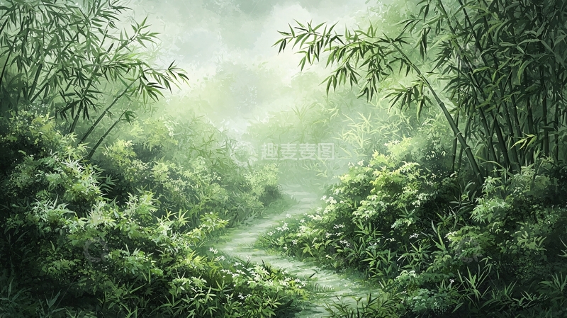 高清大图下载【趣麦麦图】竹林小径自然风光