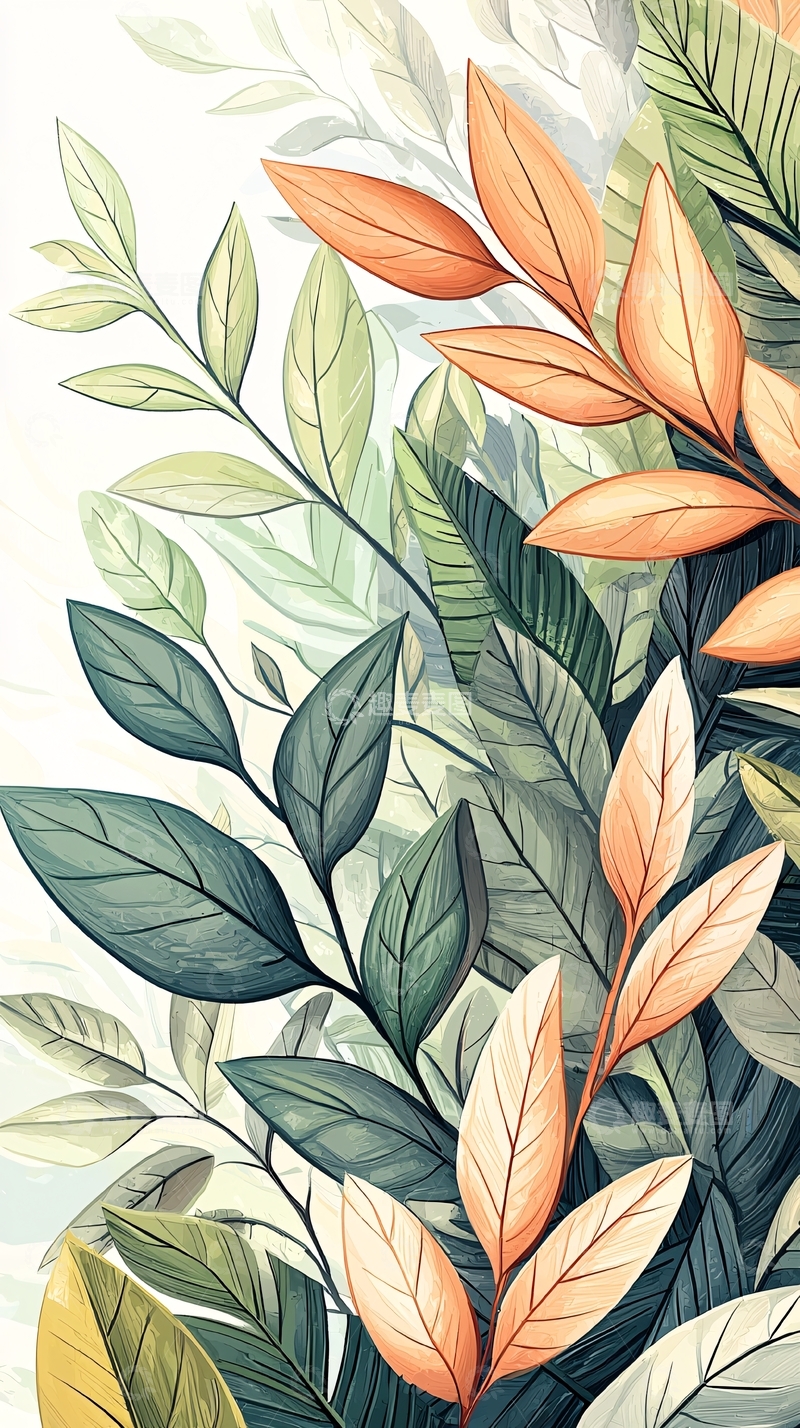 高清大图下载【趣麦麦图】秋日色彩斑斓的树叶背景图