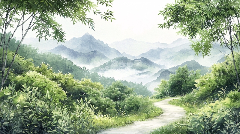 高清大图下载【趣麦麦图】山间小路与翠绿植被
