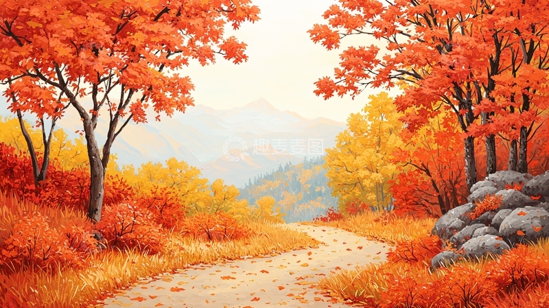 高清大图下载【趣麦麦图】秋日山间小径