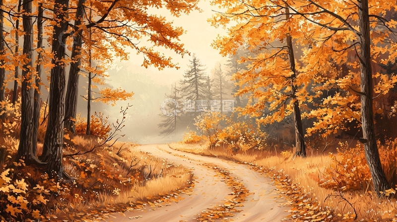 高清大图下载【趣麦麦图】秋日森林小径32