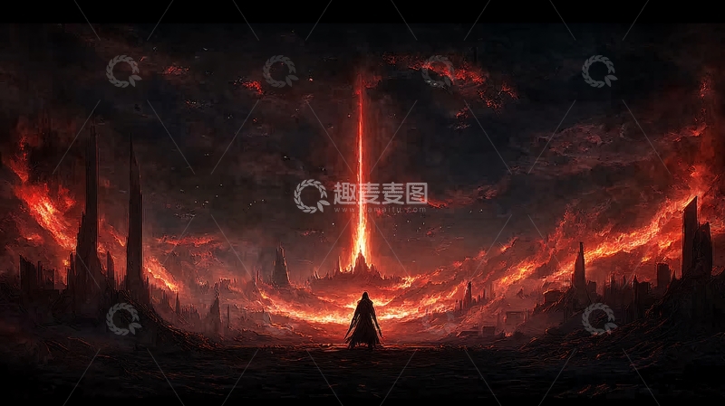 高清大图下载【趣麦麦图】熔岩之城的神秘旅人