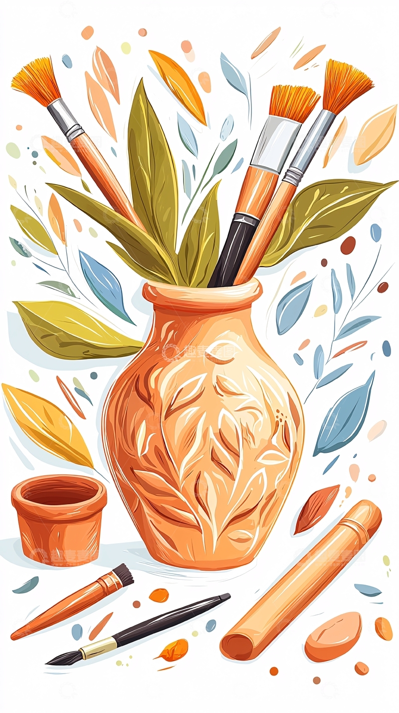高清大图下载【趣麦麦图】秋日艺术创作工具插画