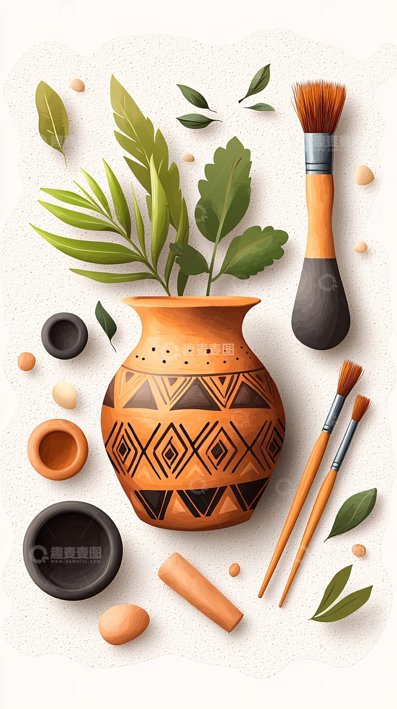 高清大图下载【趣麦麦图】手工艺陶艺制作工具与材料