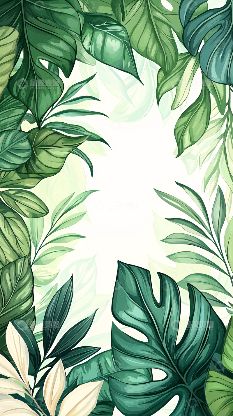 高清大图下载【趣麦麦图】热带植物叶子背景图