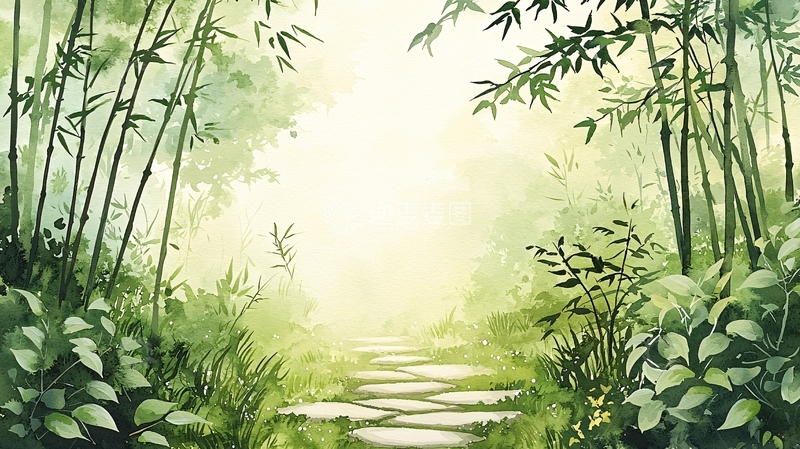 高清大图下载【趣麦麦图】竹林小径自然风光