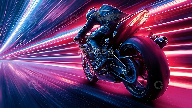 高清大图下载【趣麦麦图】-摩托车高速行驶动感图像
