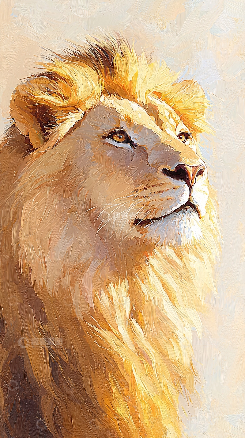 高清大图下载【趣麦麦图】金色狮子肖像画