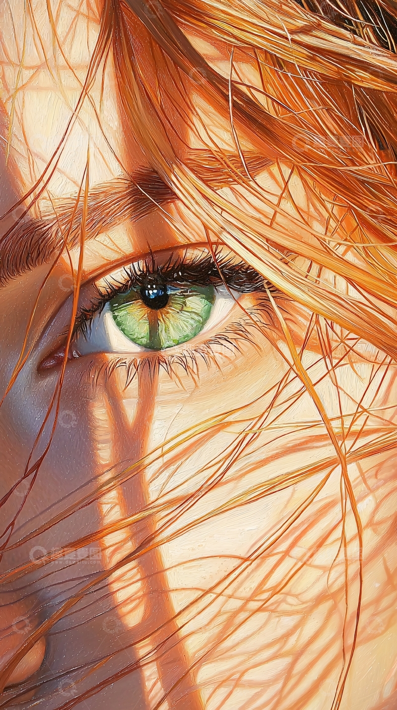 高清大图下载【趣麦麦图】红发绿眼的艺术肖像