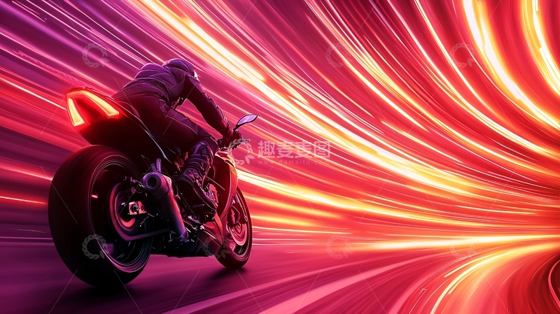高清大图下载【趣麦麦图】摩托车高速行驶动感效果