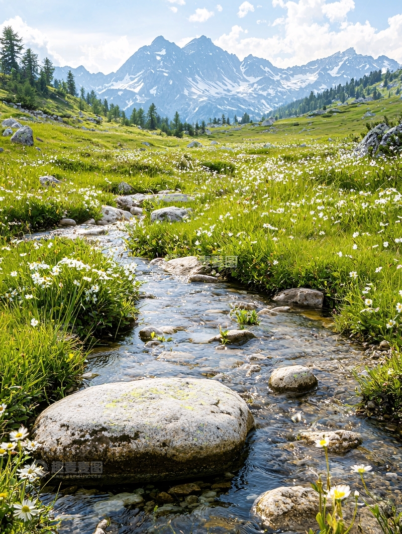 高清大图下载【趣麦麦图】高山流水花海自然风光