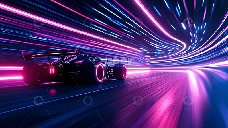 高清大图下载【趣麦麦图】未来赛车高速行驶动态光影效果