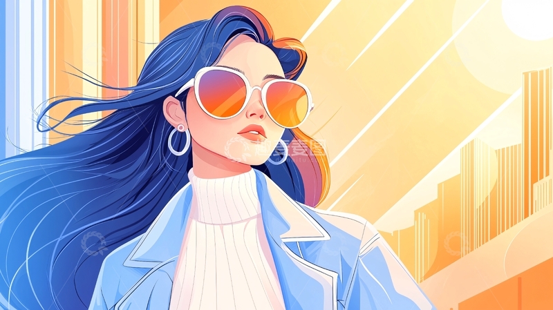 高清大图下载【趣麦麦图】时尚潮流女性插画背景图