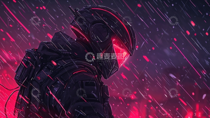 高清大图下载【趣麦麦图】未来战士在雨中