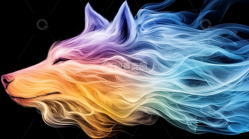 高清大图下载【趣麦麦图】梦幻色彩狐狸头像