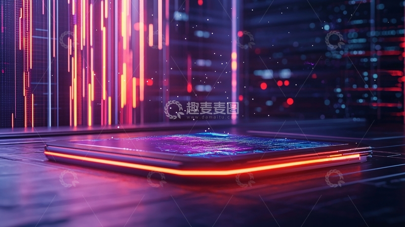 高清大图下载【趣麦麦图】未来科技感发光屏幕展示