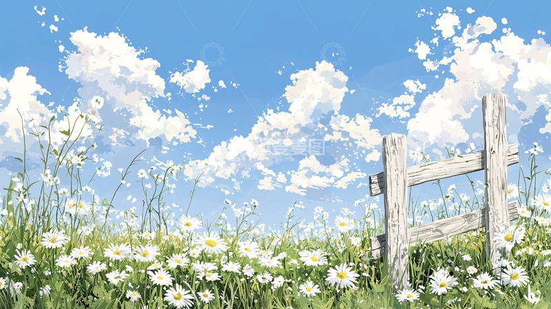 高清大图下载【趣麦麦图】蓝天白云下的田野风景