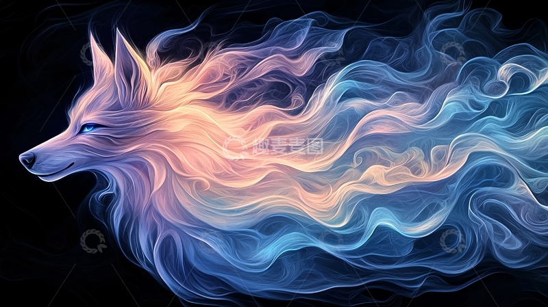 高清大图下载【趣麦麦图】梦幻狼影艺术插画