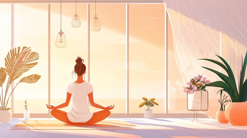 高清大图下载【趣麦麦图】室内冥想瑜伽场景