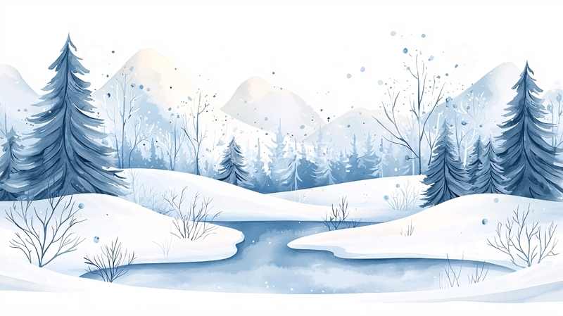 高清大图下载【趣麦麦图】冬日雪景山林风景图