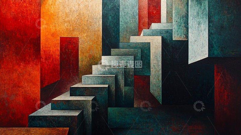 高清大图下载【趣麦麦图】抽象楼梯几何艺术背景