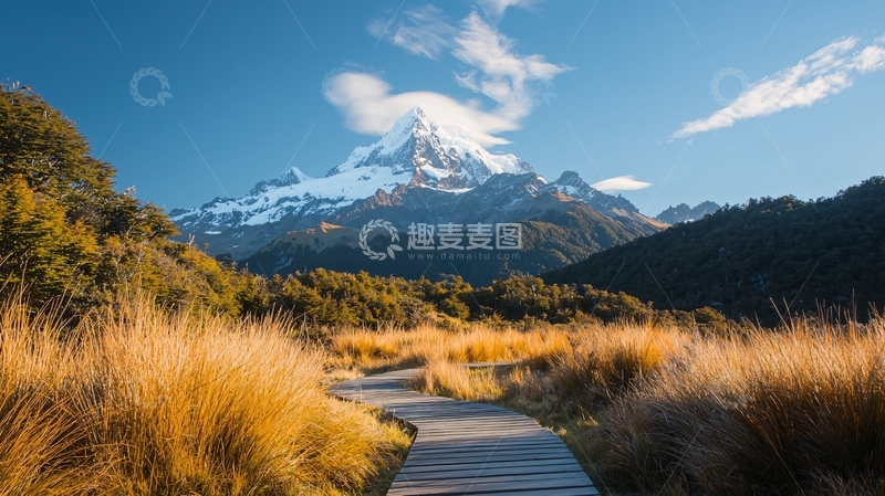 高清大图下载【趣麦麦图】新西兰雪山徒步道风景