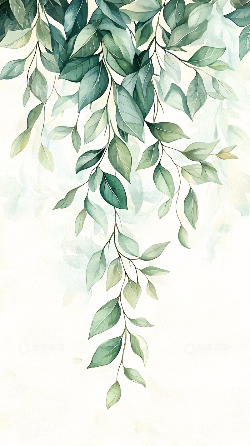 高清大图下载【趣麦麦图】垂吊绿叶植物背景图