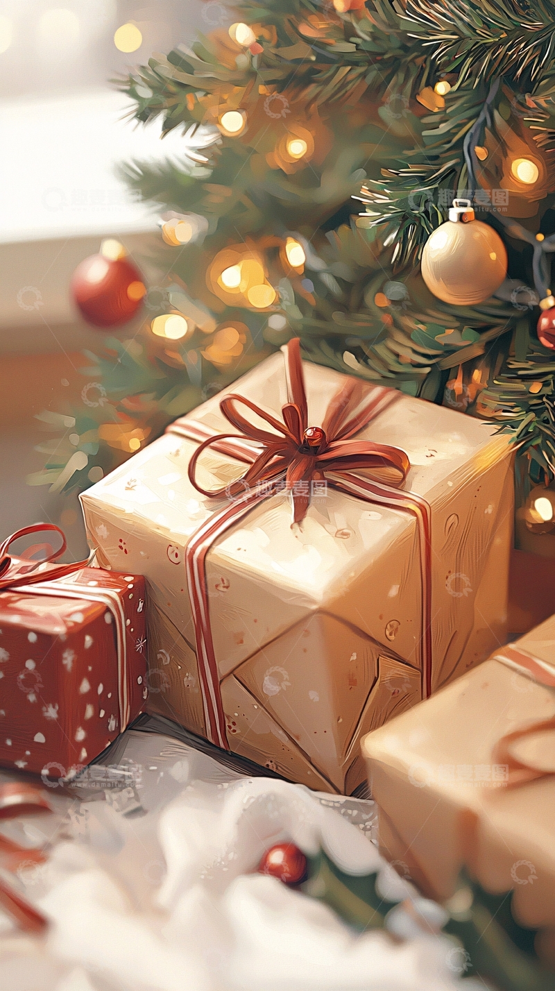 高清大图下载【趣麦麦图】圣诞礼物与装饰场景